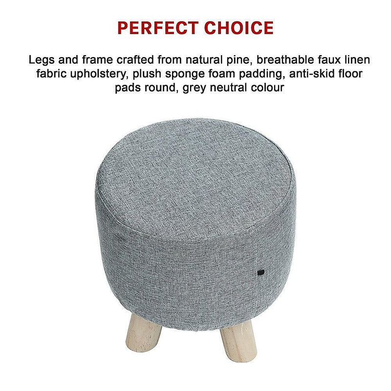 Fabric Ottoman Foot Stool Rest Pouffe Footstool Wood Storage Padded Seat - John Cootes