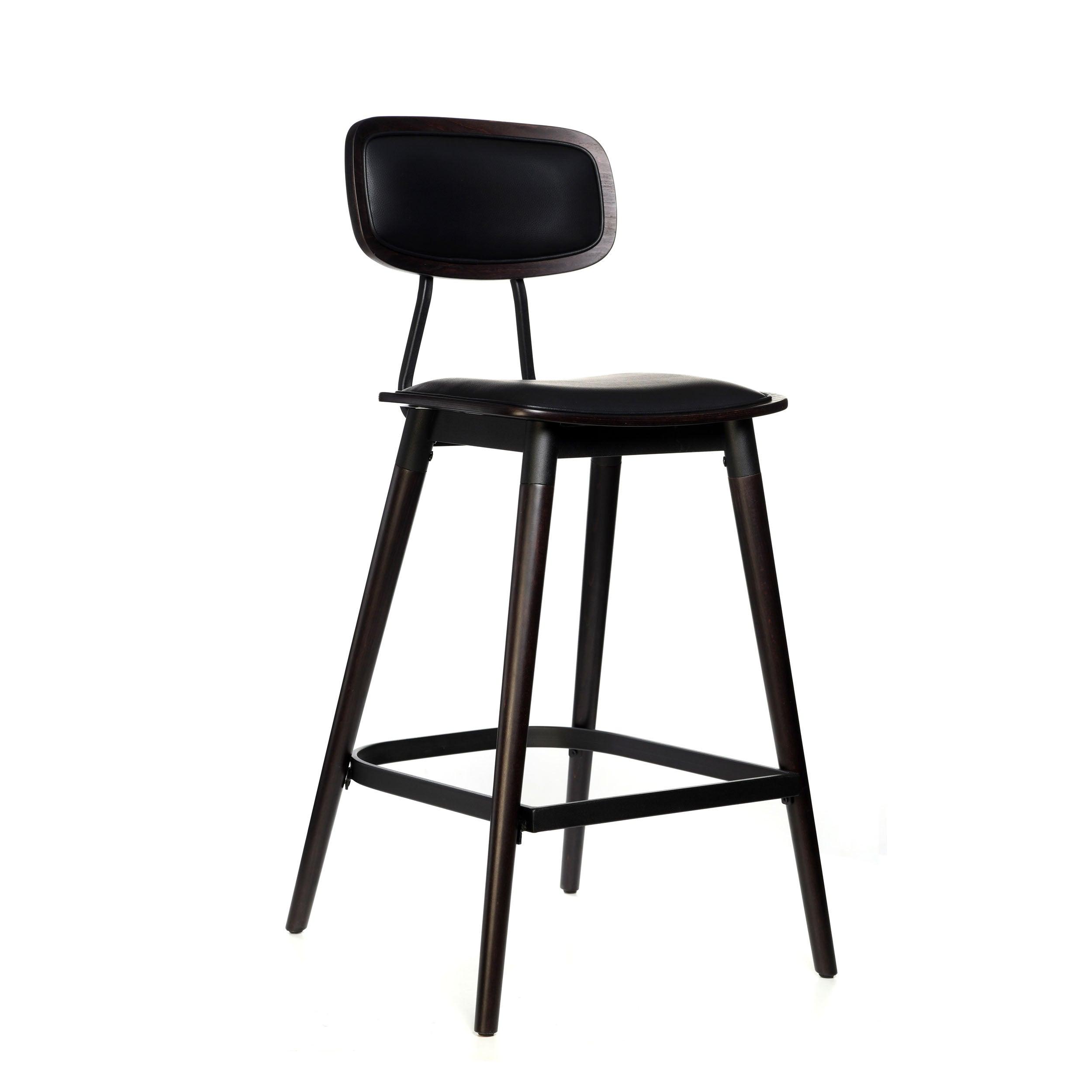 Felix Barstool - Black Vinyl Seat - Chocolate - Black Frame - John Cootes