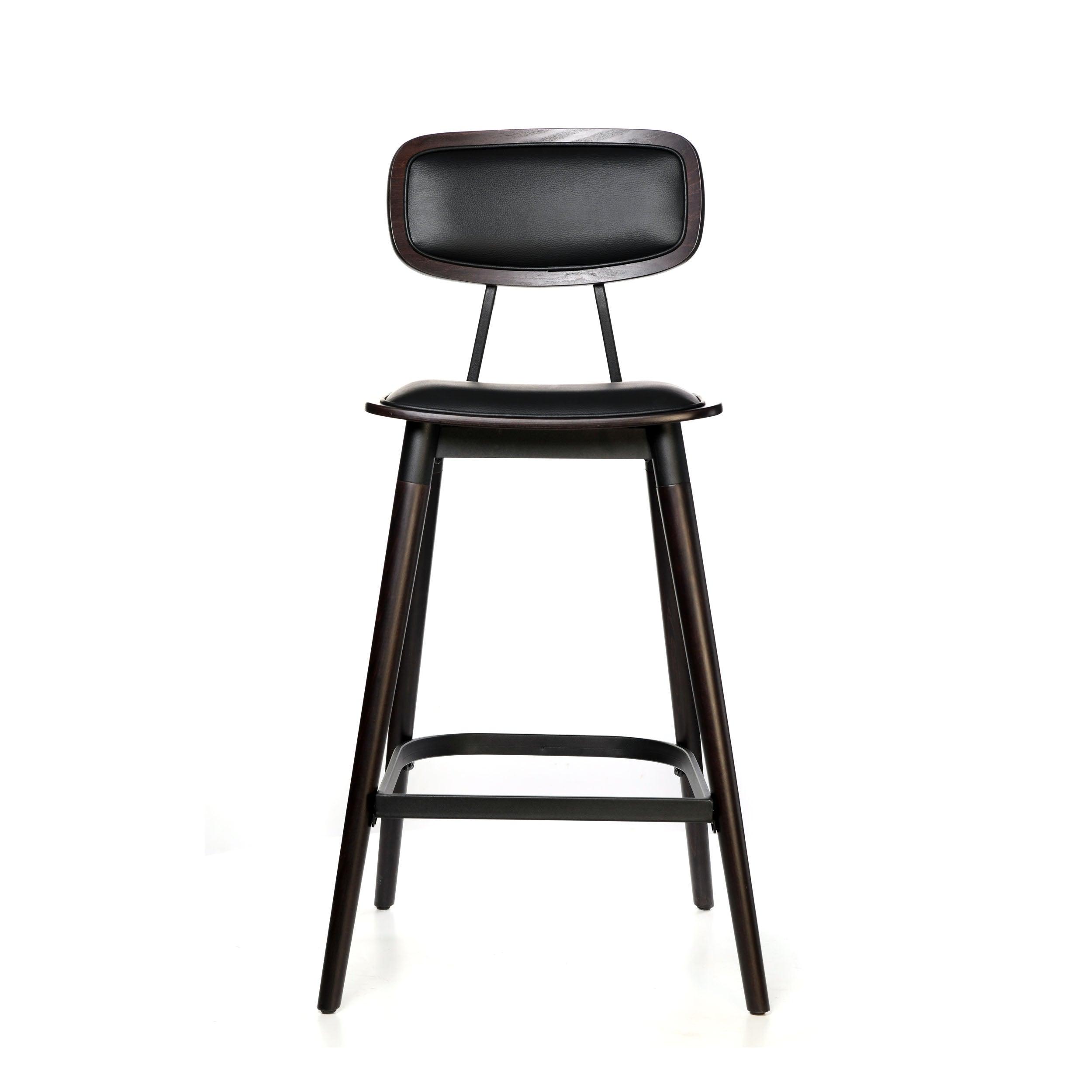 Felix Barstool - Black Vinyl Seat - Chocolate - Black Frame - John Cootes