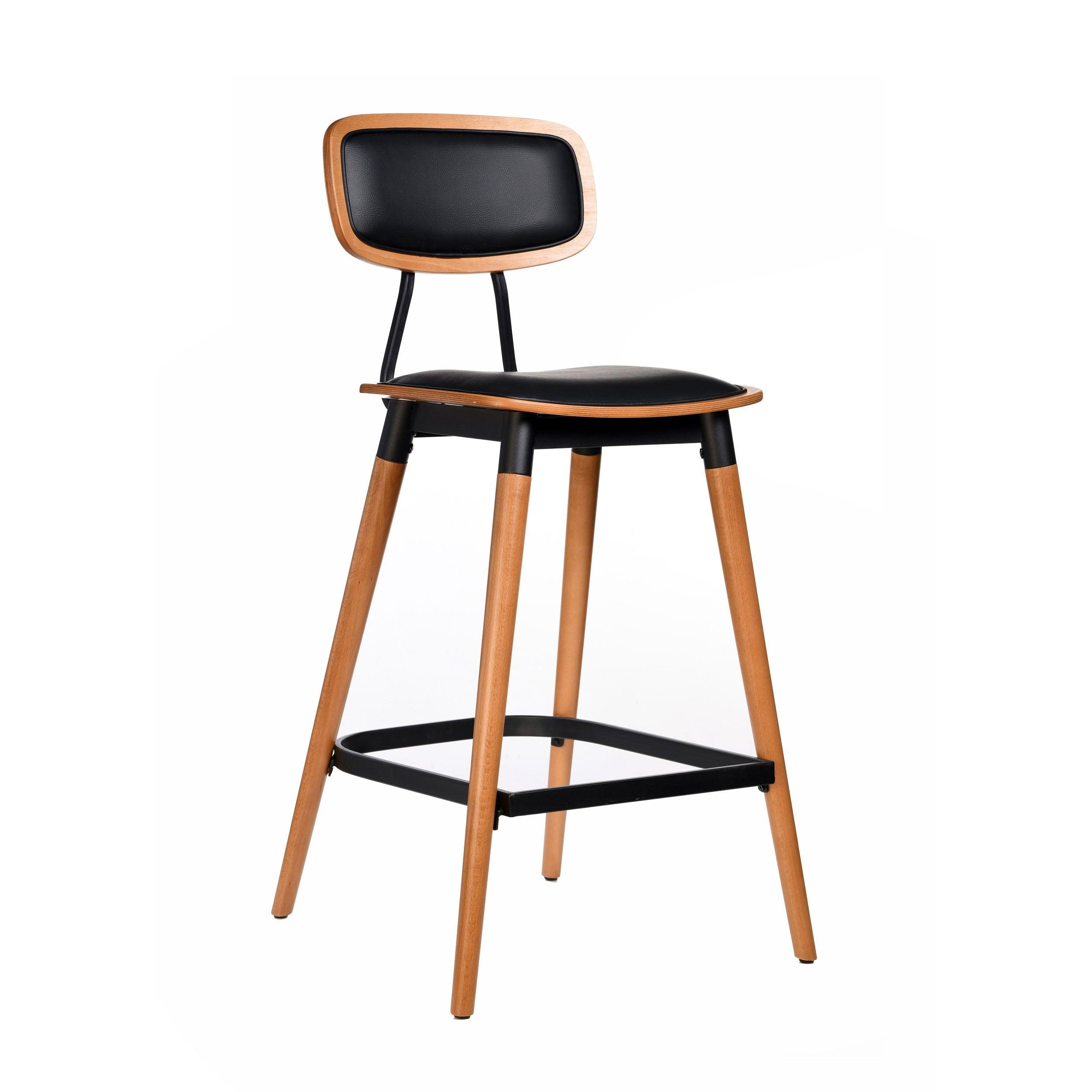 Felix Barstool - Black Vinyl Seat - Lancaster Oak - Black Frame - John Cootes