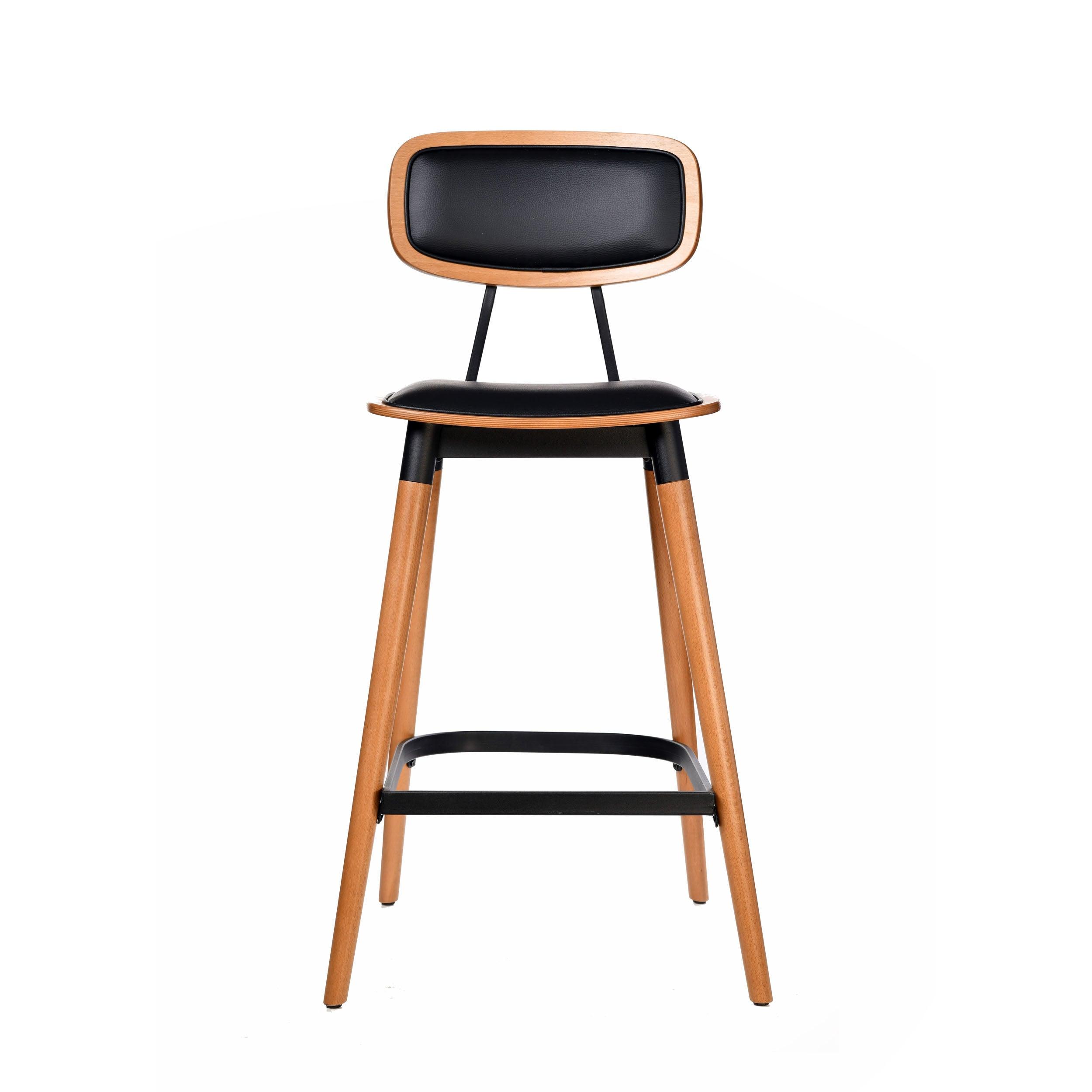 Felix Barstool - Black Vinyl Seat - Lancaster Oak - Black Frame - John Cootes