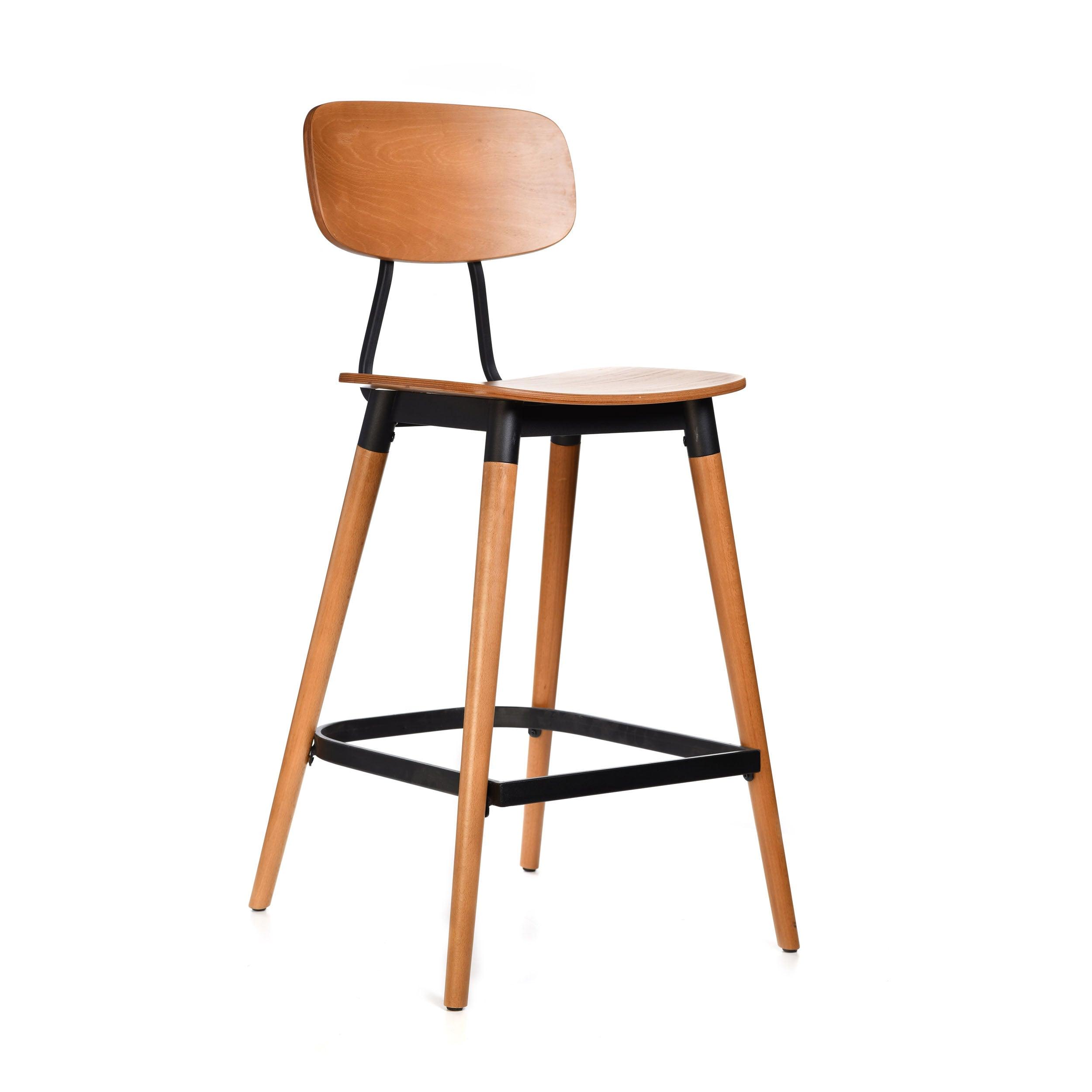 Felix Barstool - Ply Seat - Lancaster Oak - Black Frame - John Cootes