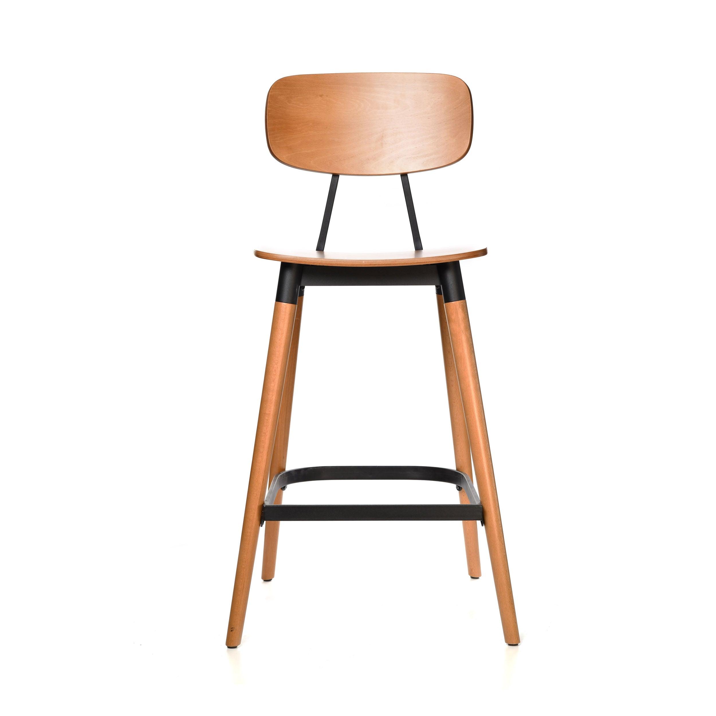 Felix Barstool - Ply Seat - Lancaster Oak - Black Frame - John Cootes