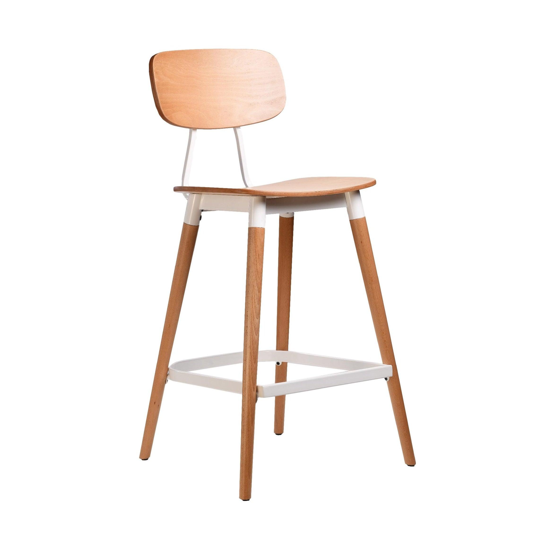 Felix Barstool - Ply Seat - Lancaster Oak - White Frame - John Cootes