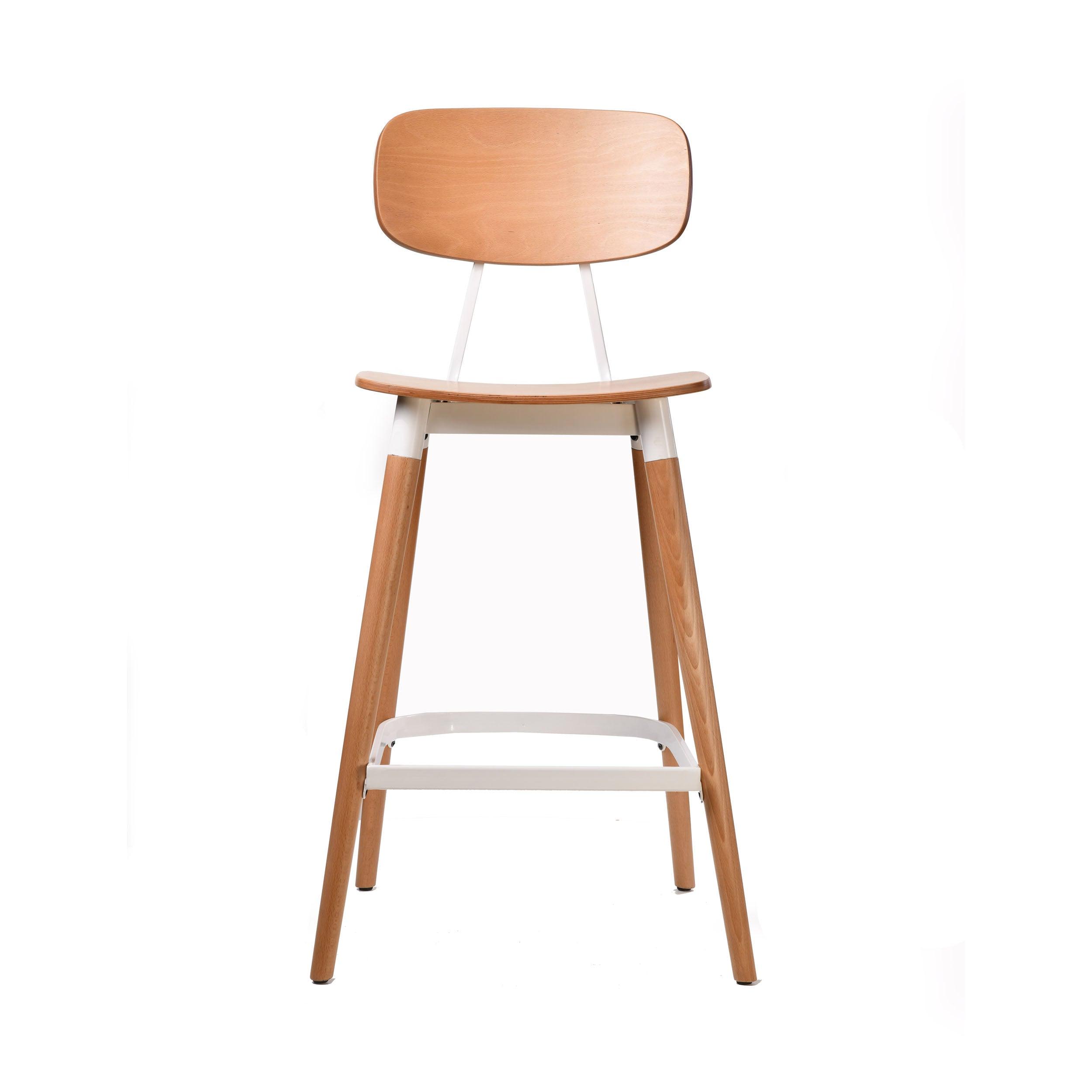 Felix Barstool - Ply Seat - Lancaster Oak - White Frame - John Cootes