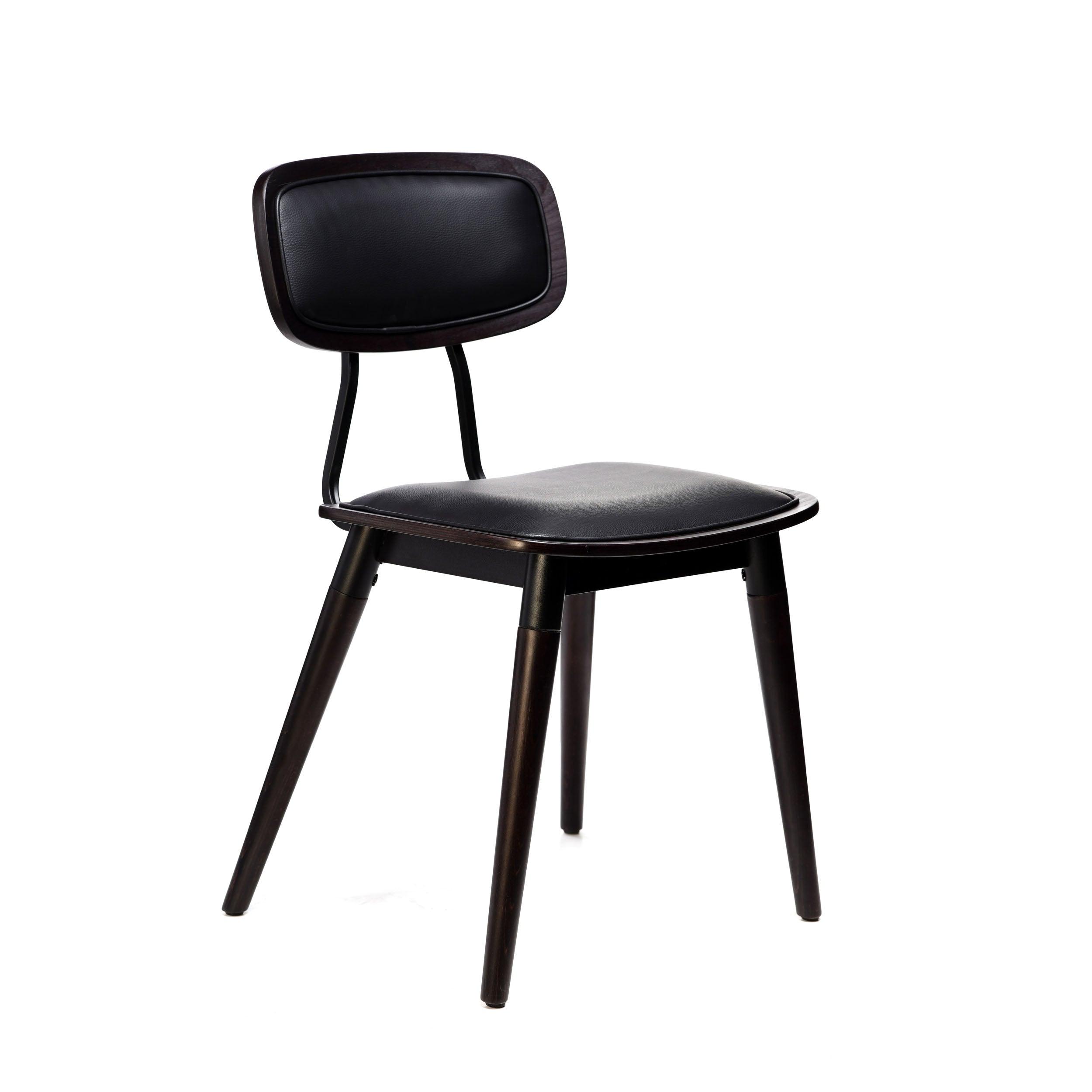 Felix Chair - Black Vinyl Seat - Chocolate - Black Frame - John Cootes