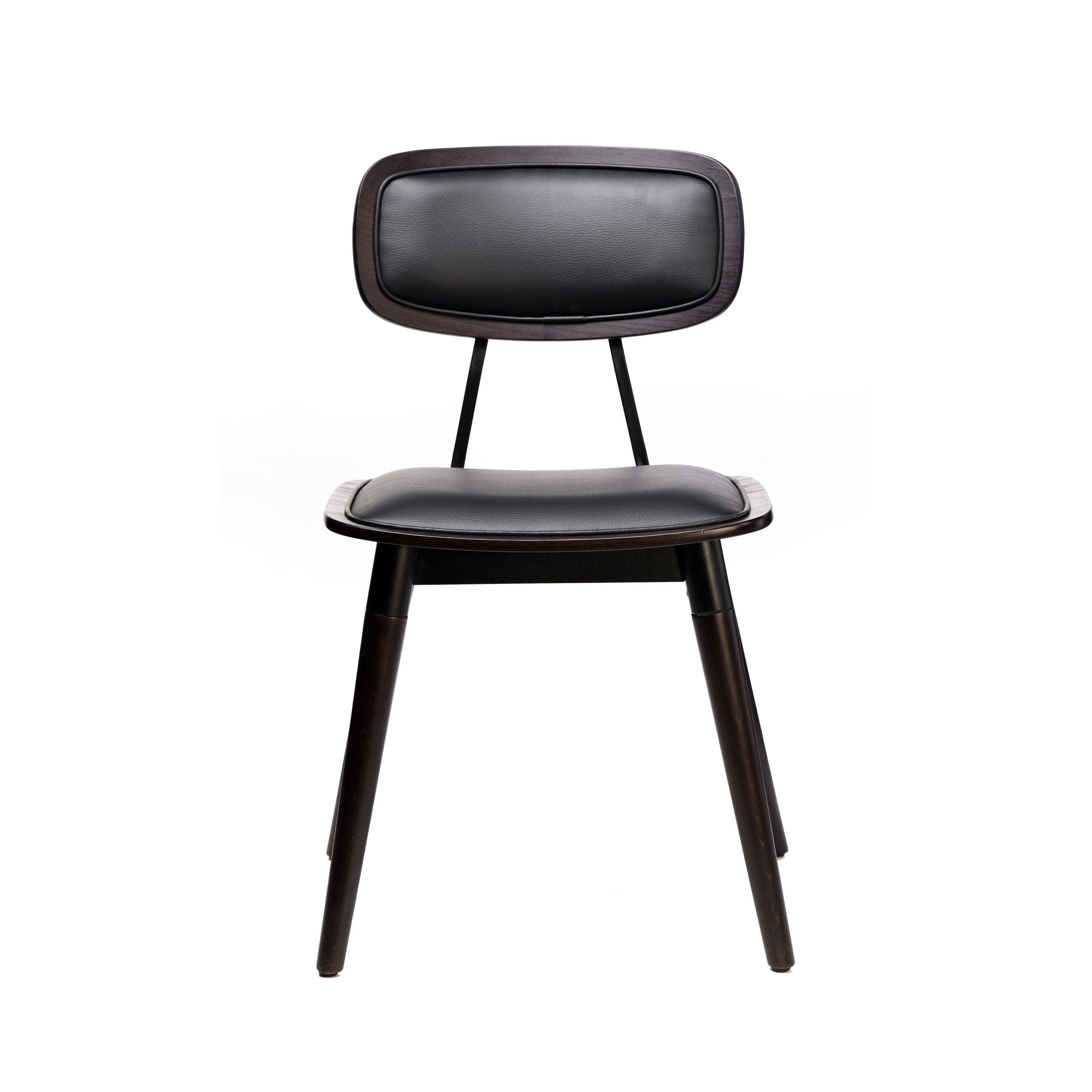 Felix Chair - Black Vinyl Seat - Chocolate - Black Frame - John Cootes