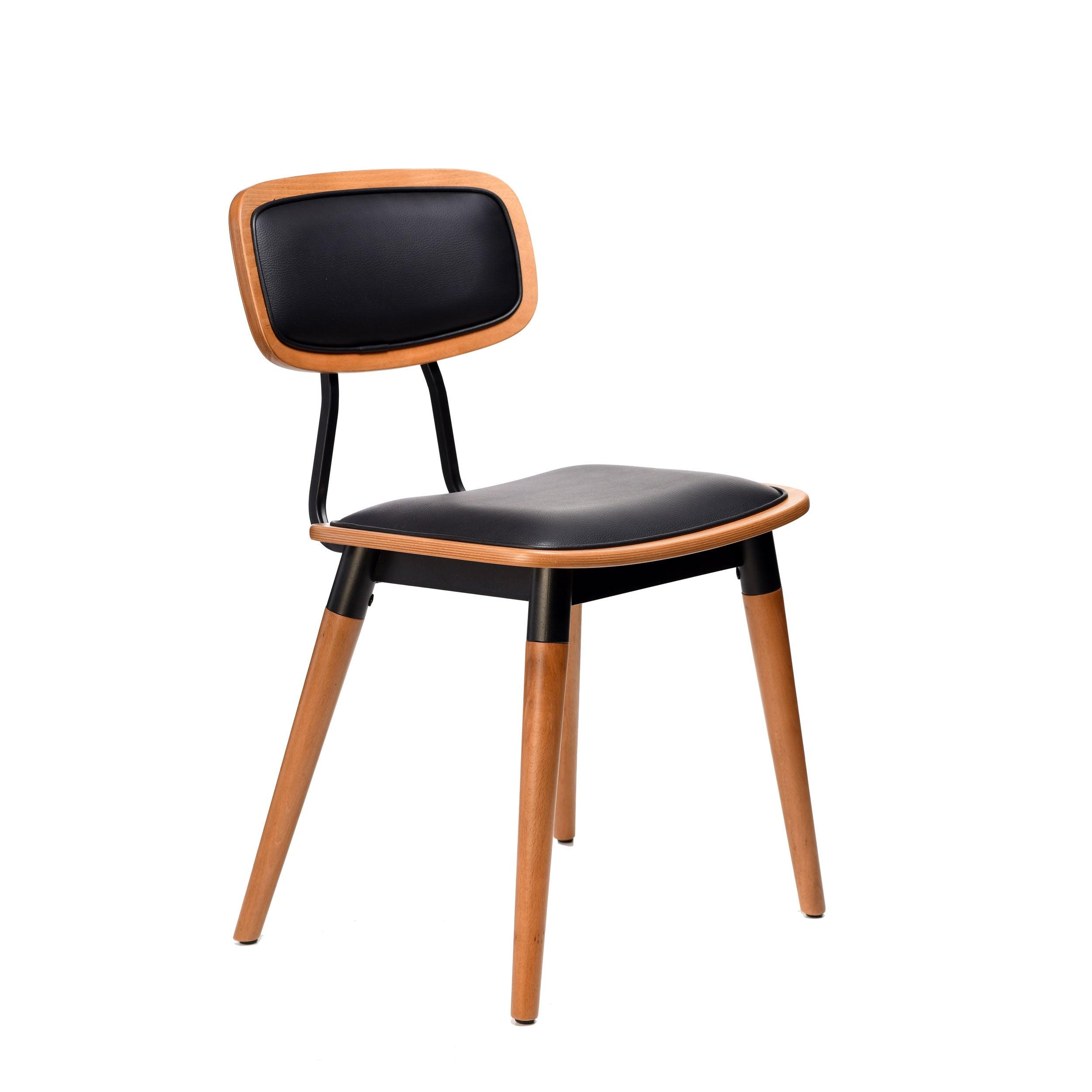 Felix Chair - Black Vinyl Seat - Lancaster Oak - Black Frame - John Cootes