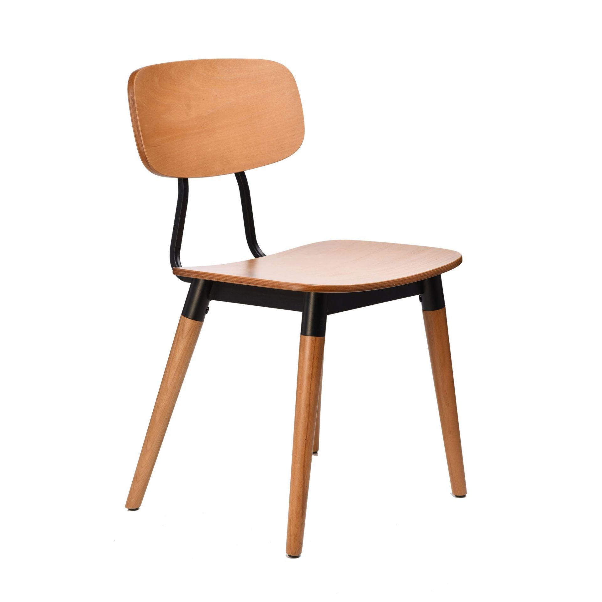 Felix Chair - Ply Seat - Lancaster Oak - Black Frame - John Cootes