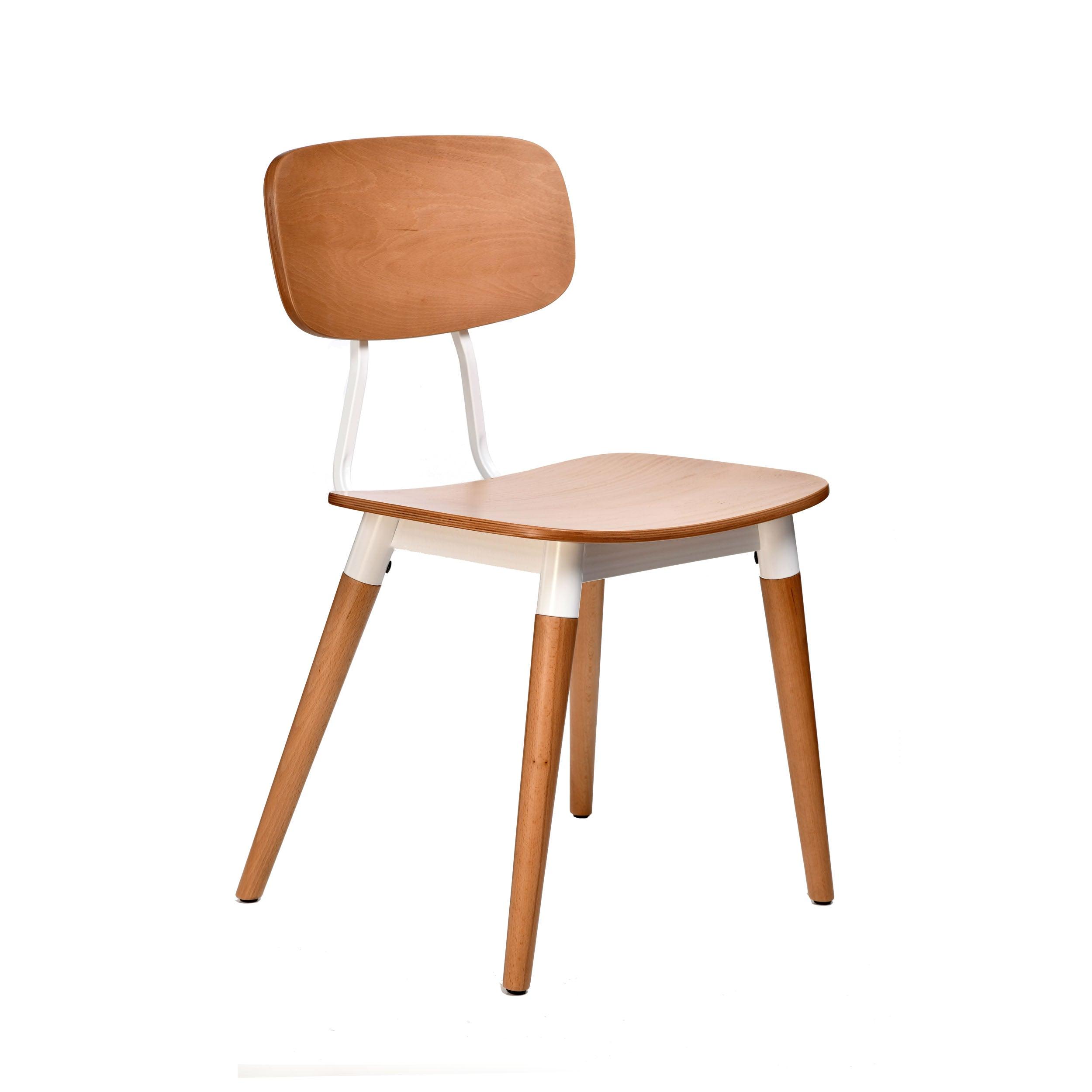 Felix Chair - Ply Seat - Lancaster Oak - White Frame - John Cootes