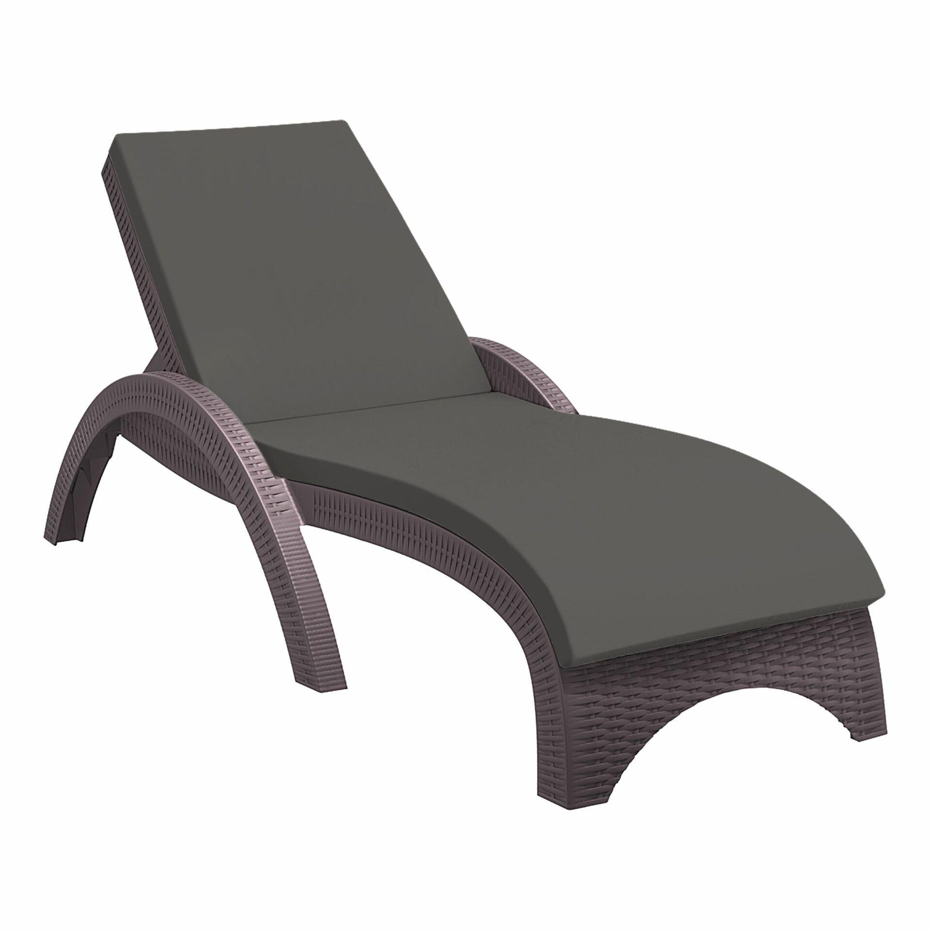 Fiji Sunlounger - Chocolate with Dark Grey etisilk Cushion - John Cootes