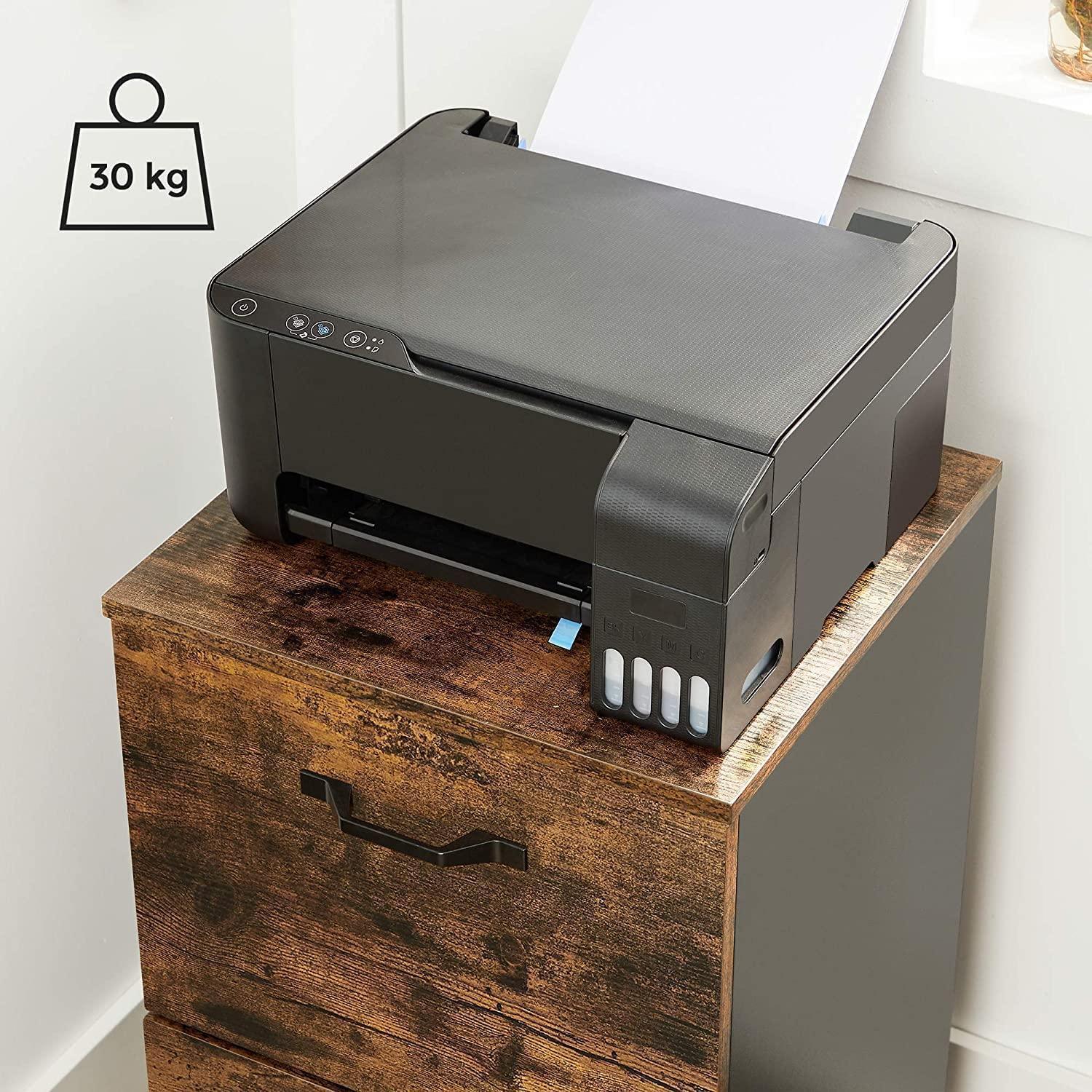 File Cabinet with 2 Drawers Industrial Style for A4 Rustic Brown and Black - John Cootes