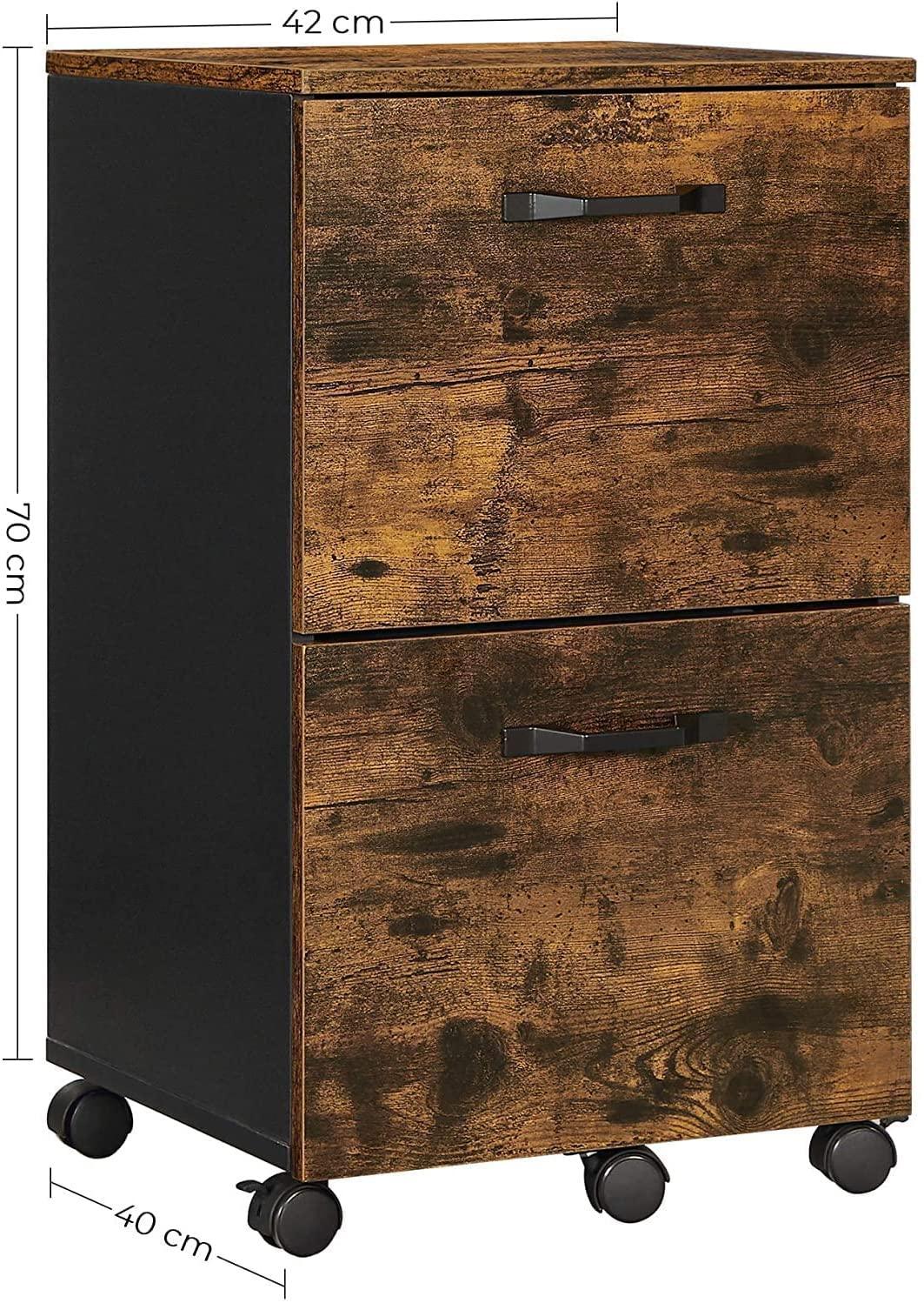 File Cabinet with 2 Drawers Industrial Style for A4 Rustic Brown and Black - John Cootes