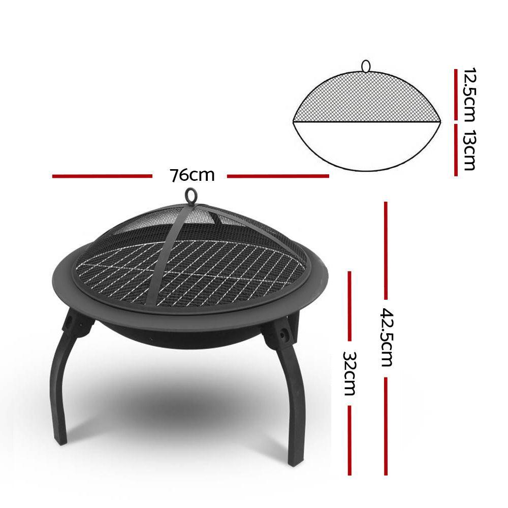 Fire Pit BBQ Charcoal Grill Smoker Portable Outdoor Camping Garden Pits 30'' - John Cootes