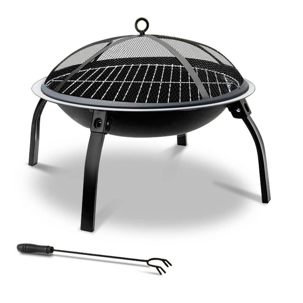 Fire Pit BBQ Charcoal Smoker Portable Outdoor Camping Pits Patio Fireplace 22'' - John Cootes