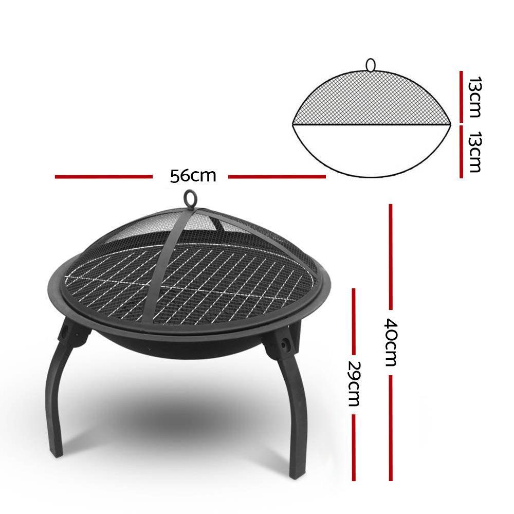 Fire Pit BBQ Charcoal Smoker Portable Outdoor Camping Pits Patio Fireplace 22'' - John Cootes