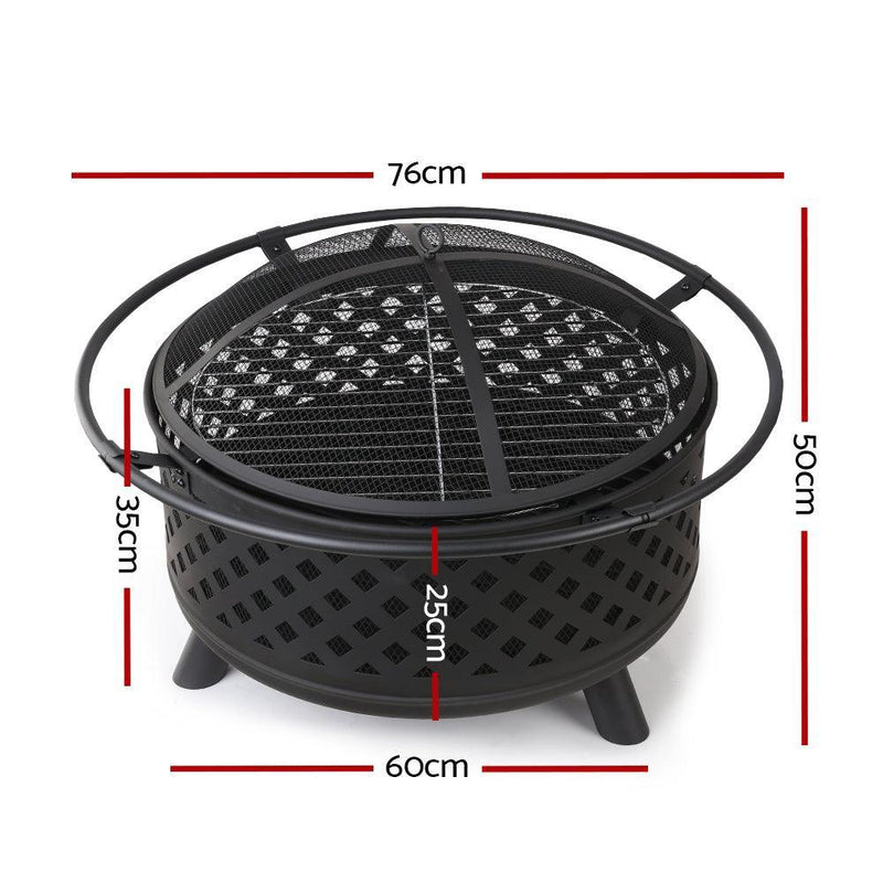 Fire Pit BBQ Grill Smoker Portable Outdoor Fireplace Patio Heater Pits 30'' - John Cootes