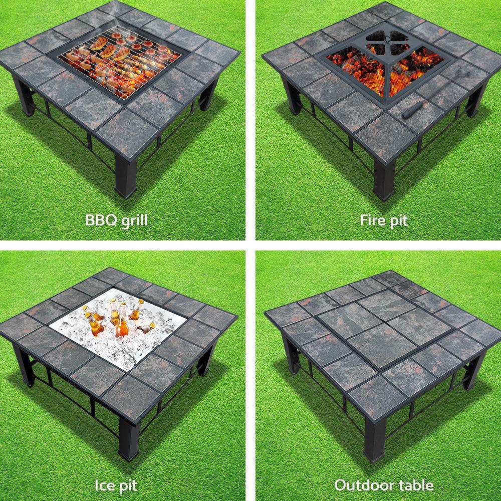 Fire Pit BBQ Grill Smoker Table Outdoor Garden Ice Pits Wood Firepit - John Cootes