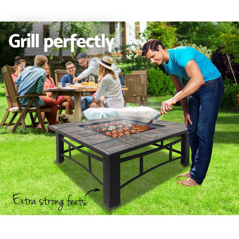 Fire Pit BBQ Grill Smoker Table Outdoor Garden Ice Pits Wood Firepit - John Cootes