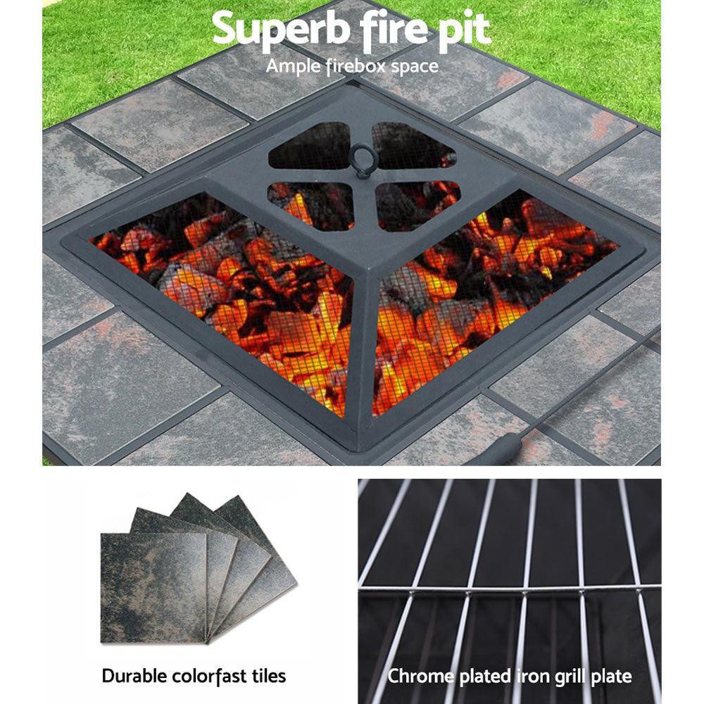 Fire Pit BBQ Grill Smoker Table Outdoor Garden Ice Pits Wood Firepit - John Cootes