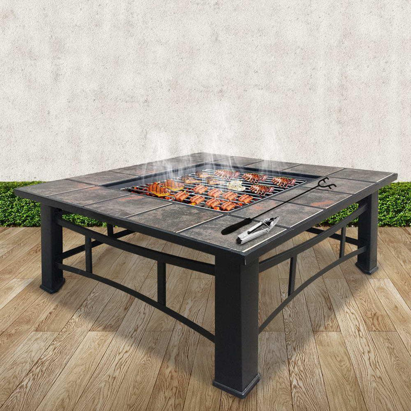 Fire Pit BBQ Grill Smoker Table Outdoor Garden Ice Pits Wood Firepit - John Cootes