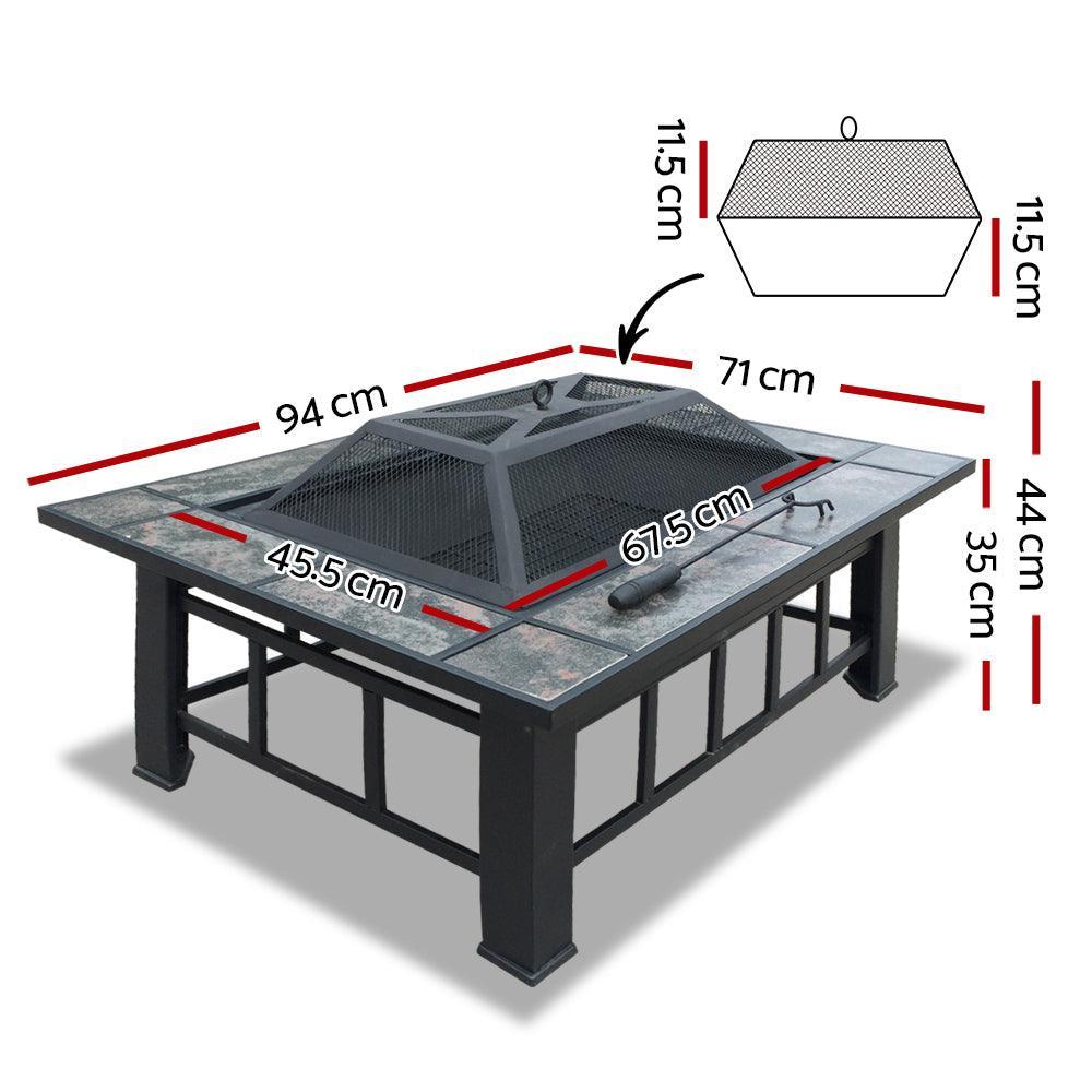 Fire Pit BBQ Grill Stove Table Ice Pits Patio Fireplace Heater 3 IN 1 - John Cootes