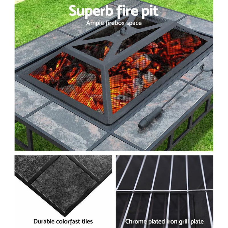 Fire Pit BBQ Grill Stove Table Ice Pits Patio Fireplace Heater 3 IN 1 - John Cootes
