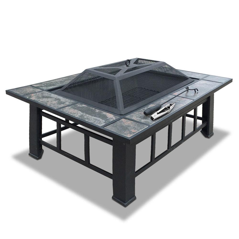 Fire Pit BBQ Grill Table Outdoor Garden Patio Camping Wood Charcoal Fireplace - John Cootes