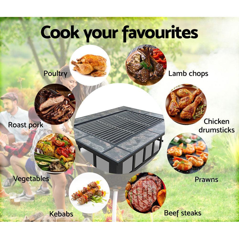 Fire Pit BBQ Grill Table Outdoor Garden Patio Camping Wood Charcoal Fireplace - John Cootes