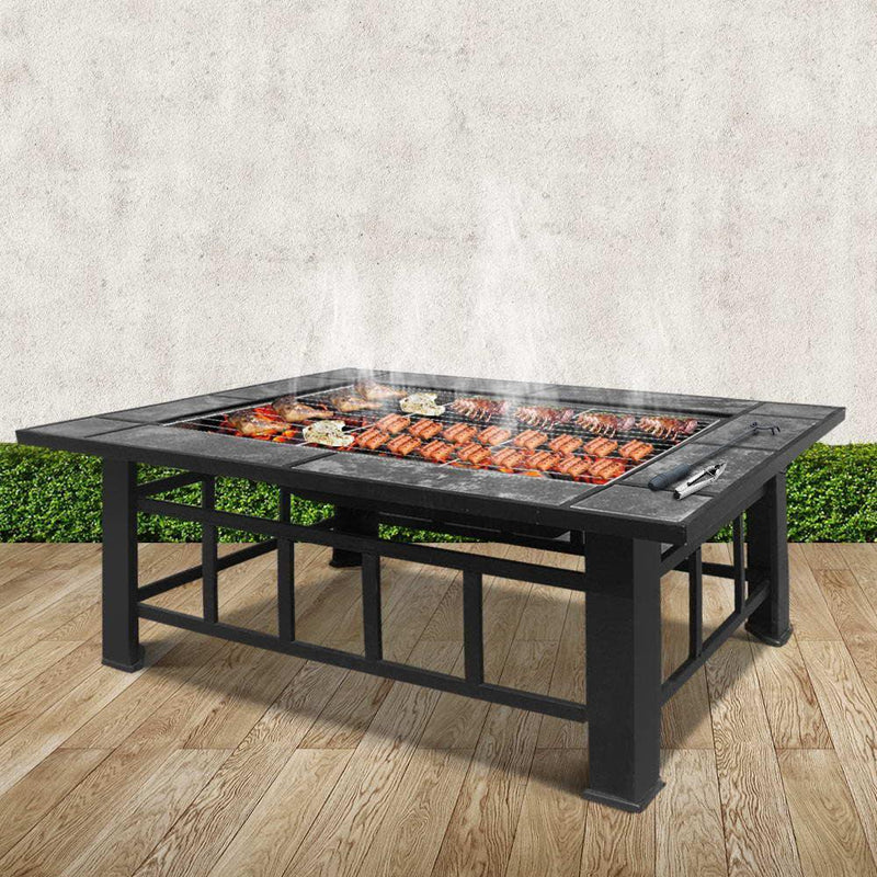 Fire Pit BBQ Grill Table Outdoor Garden Patio Camping Wood Charcoal Fireplace - John Cootes