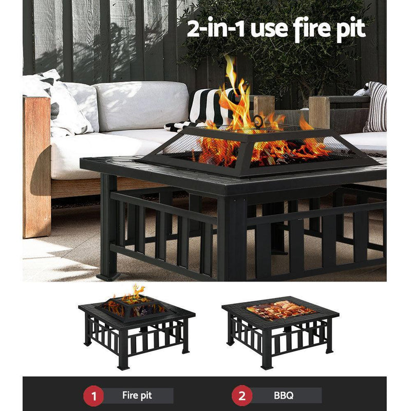 Fire Pit BBQ Table Grill Outdoor Garden Wood Burning Fireplace Stove - John Cootes