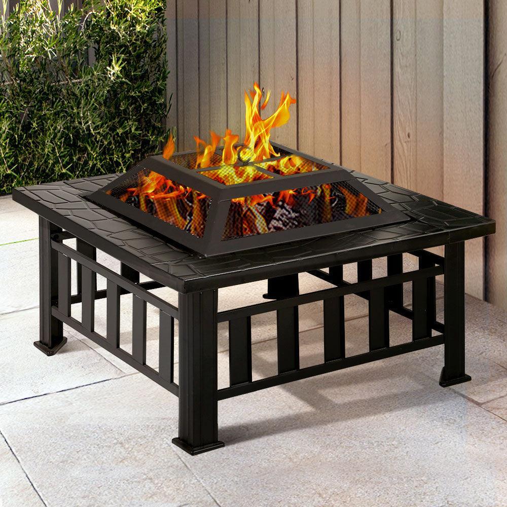 Fire Pit BBQ Table Grill Outdoor Garden Wood Burning Fireplace Stove - John Cootes