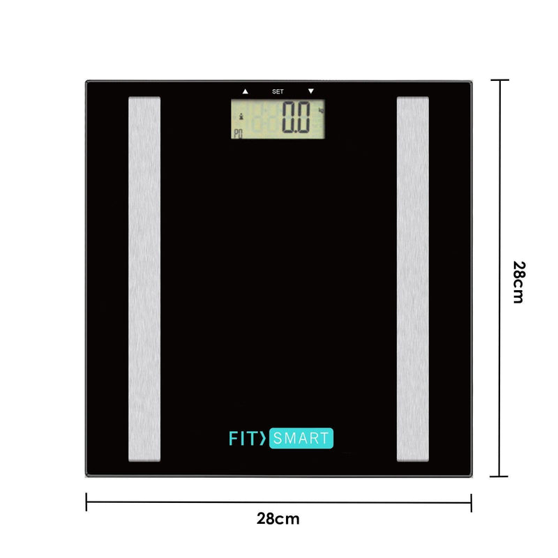 FitSmart Electronic Body Fat Scale Black 7 in 1 Body Analyser LCD Glass Tracker - John Cootes