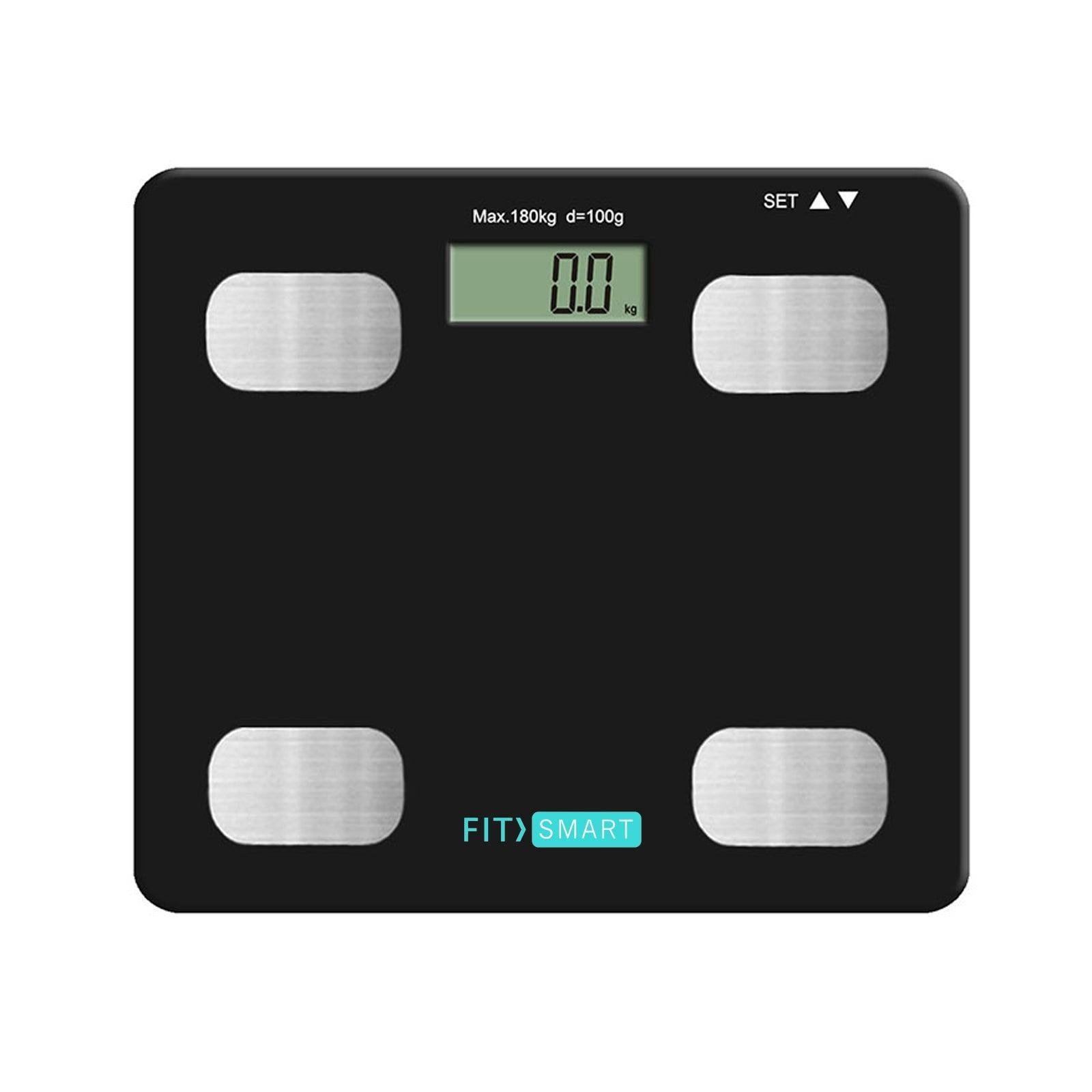 FitSmart Electronic Floor Body Scale Black Digital LCD Glass Tracker B