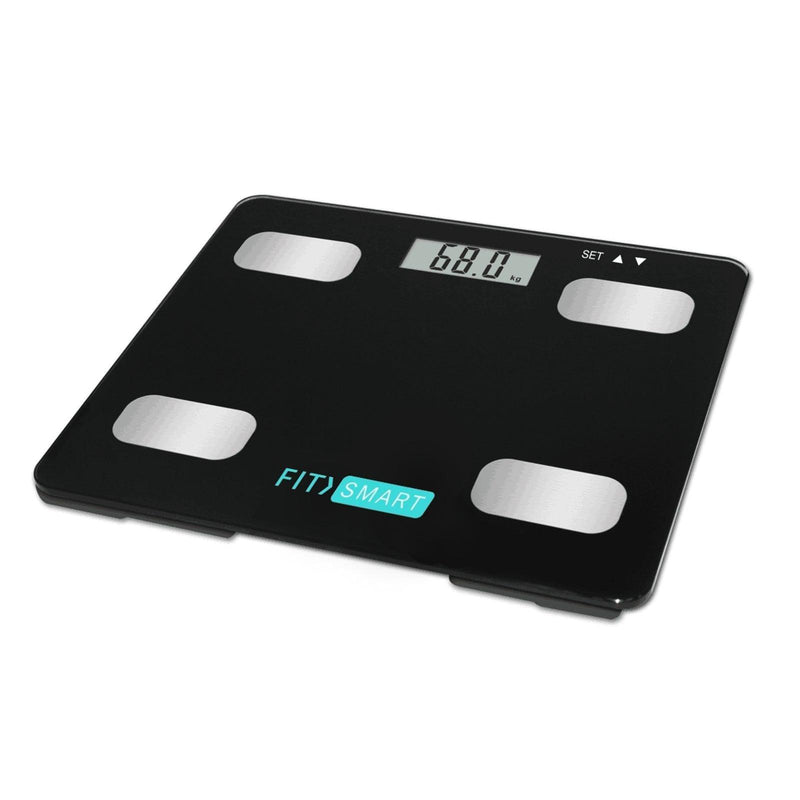 FitSmart Electronic Floor Body Scale Black Digital LCD Glass Tracker Bathroom - John Cootes