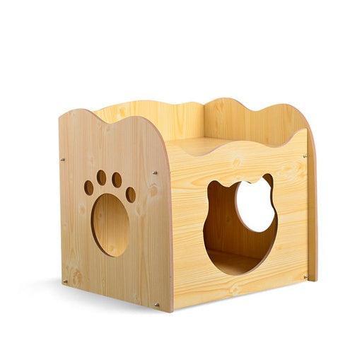Floofi Pet House Wooden Cat Paw Shape Hole Table Pet Supplies Cat House Pet Furniture Cat Platform Nest Cave Double Cat - John Cootes