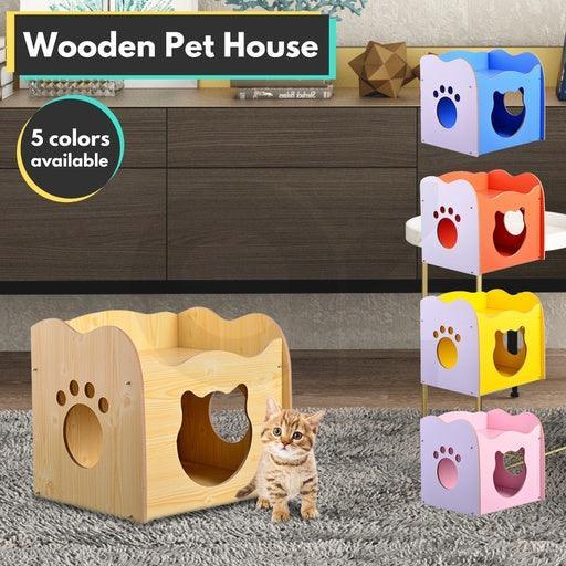 Floofi Pet House Wooden Cat Paw Shape Hole Table Pet Supplies Cat House Pet Furniture Cat Platform Nest Cave Double Cat - John Cootes
