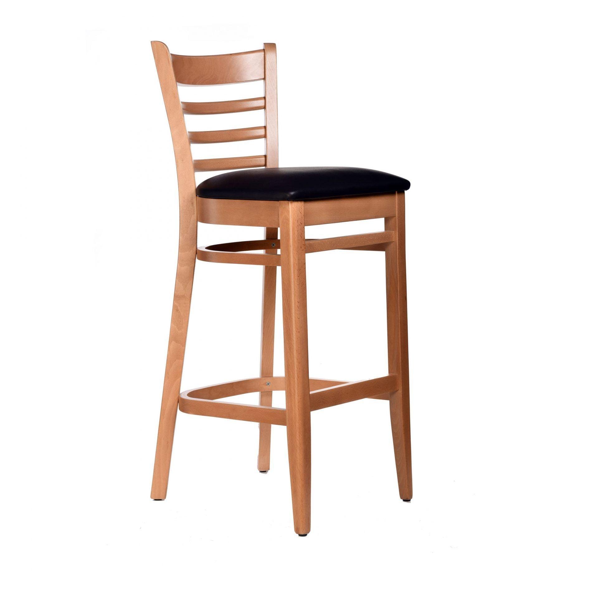 Florence Barstool - Natural - Black Vinyl Seat (Black) - John Cootes