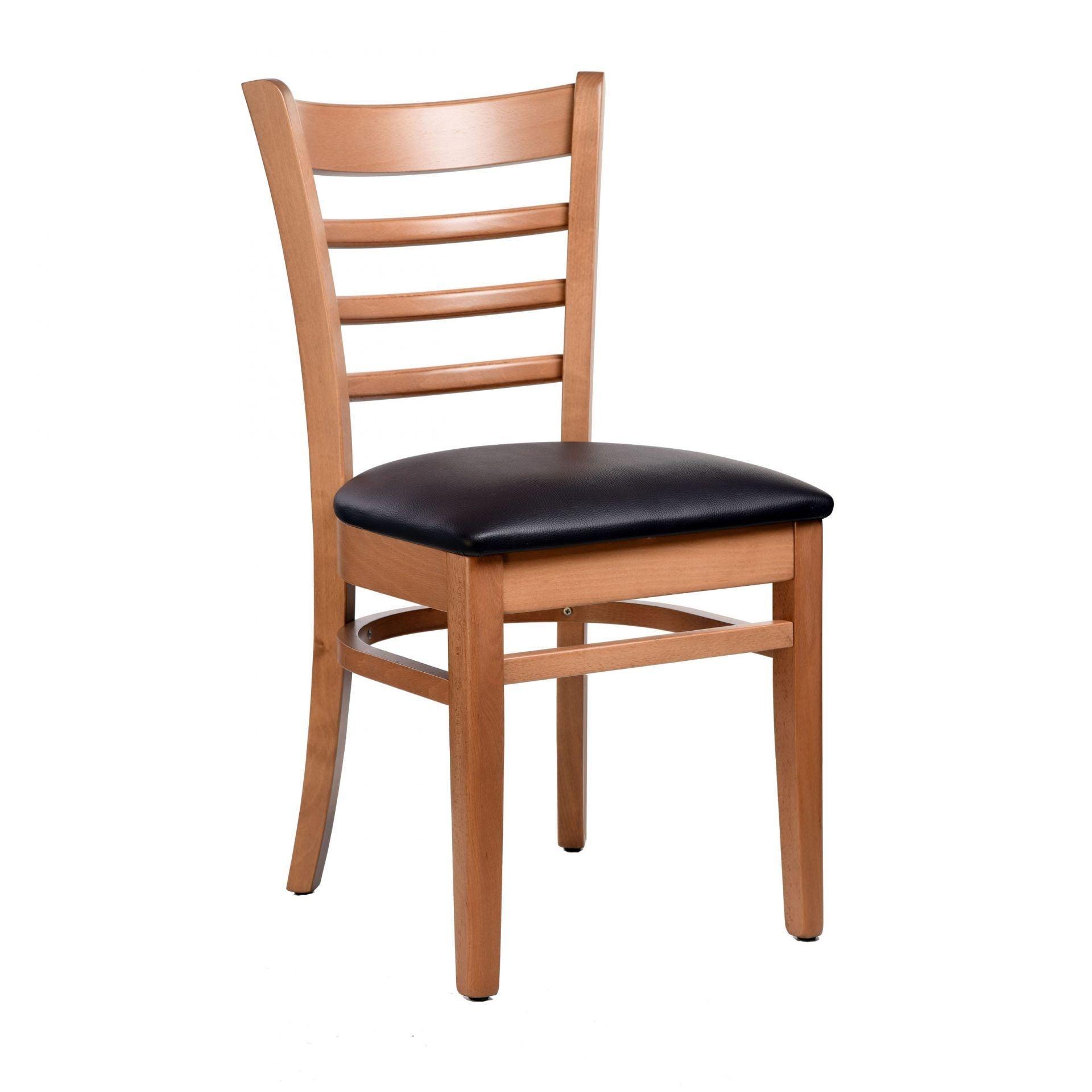 Florence Chair - Natural - Black Vinyl Seat - John Cootes