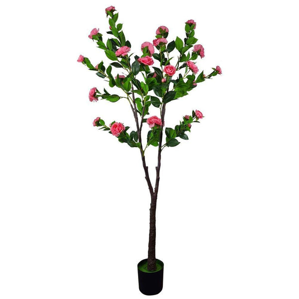 Flowering Natural Pink Artificial Camellia Tree 180cm - John Cootes
