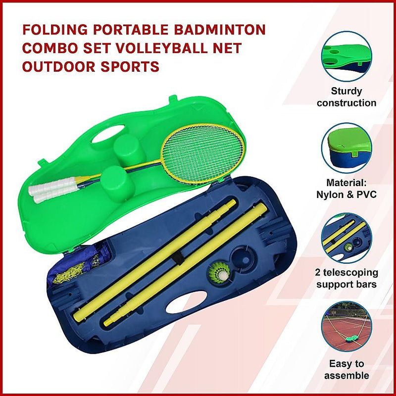 Folding Portable Badminton Combo Set Volleyball Net Outdoor Sports - John Cootes