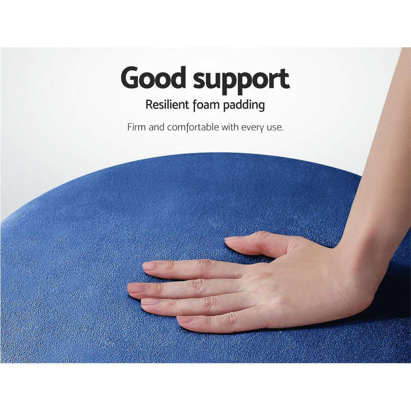 Foot Stool Round Velvet Ottoman Foot Rest Pouffe Pouf Padded Seat Footstool Navy - John Cootes