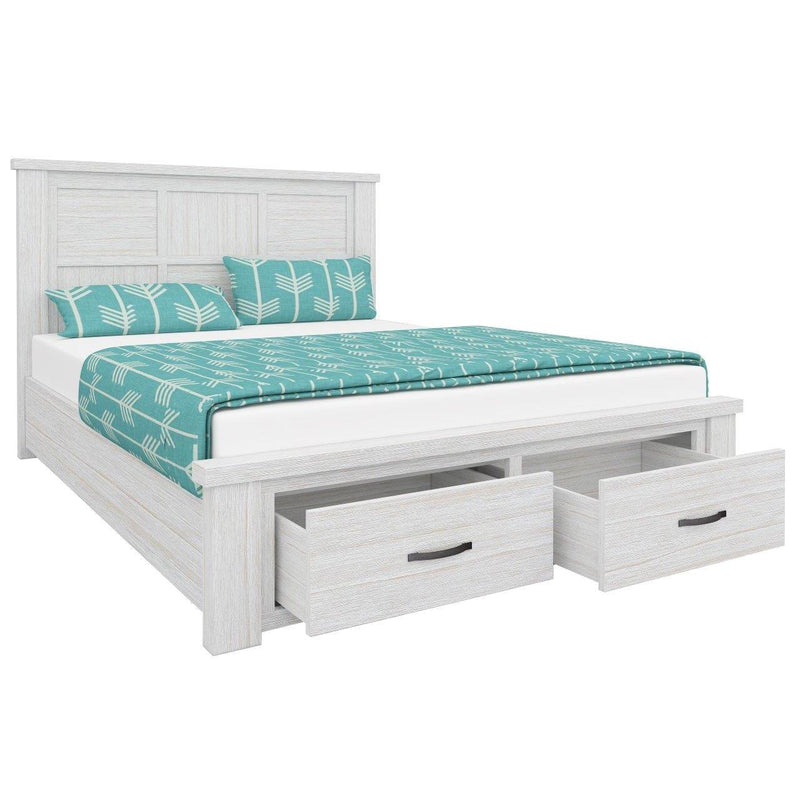 Foxglove Bed Frame Double Size Wood Mattress Base With Storage Drawers - White - John Cootes