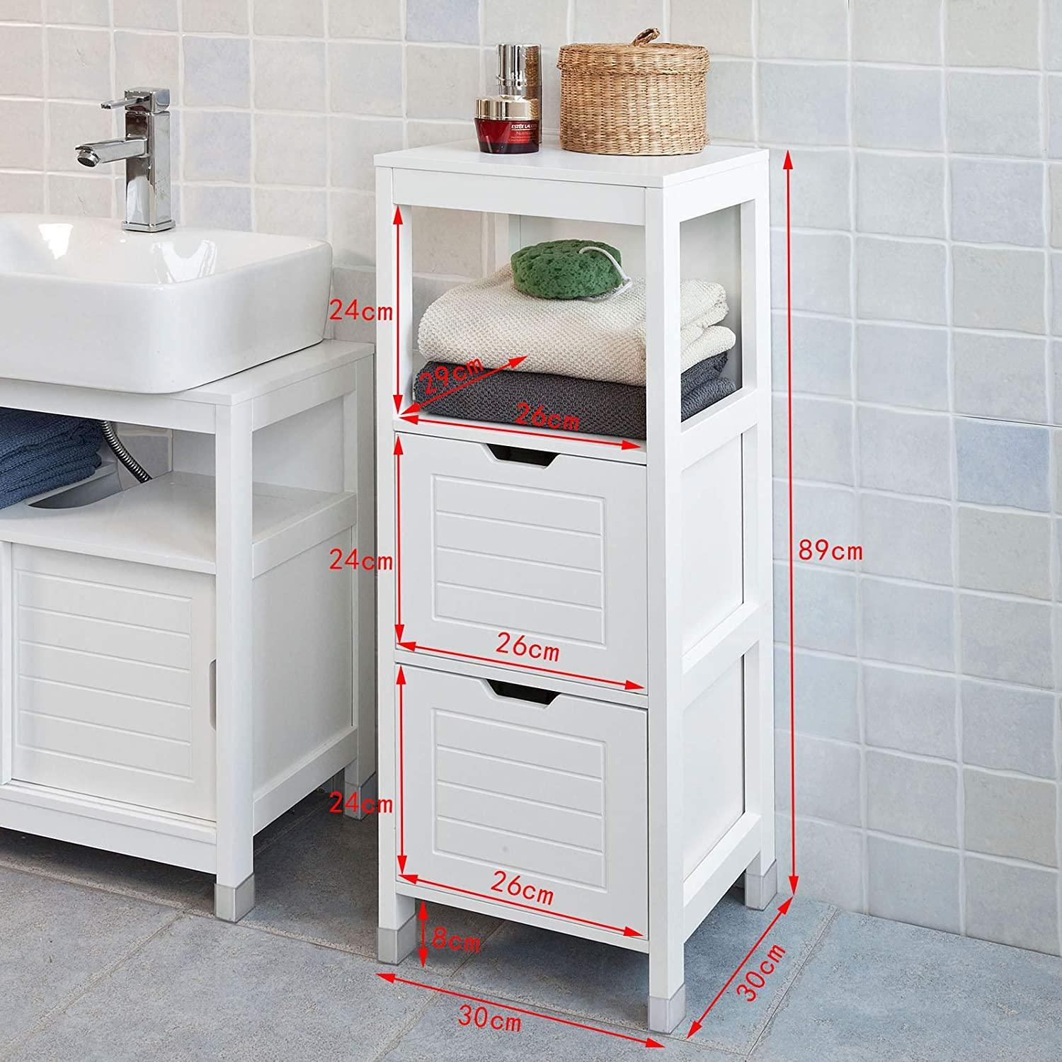 Freestanding Cabinet with 2 Drawers and Shelf for Bathroom - John Cootes