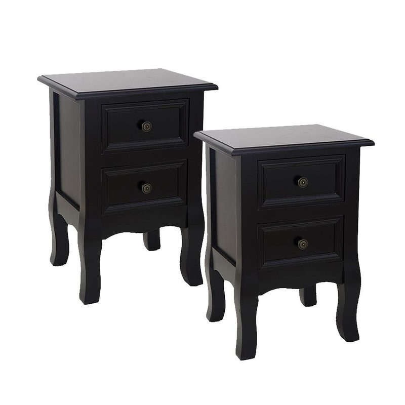 French Bedside Table Nightstand Black Set of 2 - John Cootes