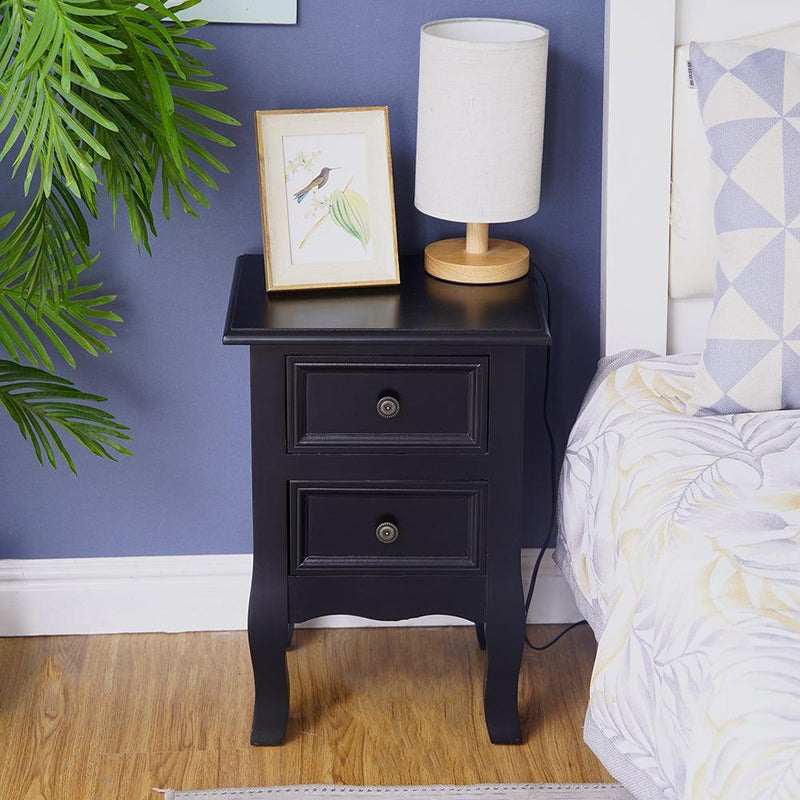 French Bedside Table Nightstand Black Set of 2 - John Cootes