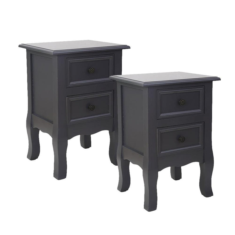 French Bedside Table Nightstand Grey Set of 2 - John Cootes