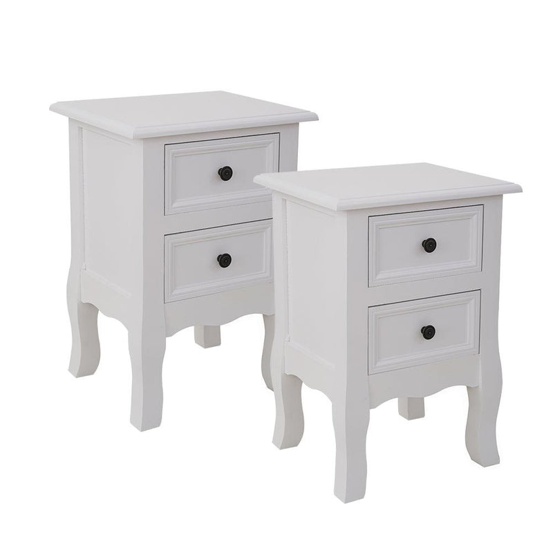 French Bedside Table Nightstand White Set of 2 - John Cootes