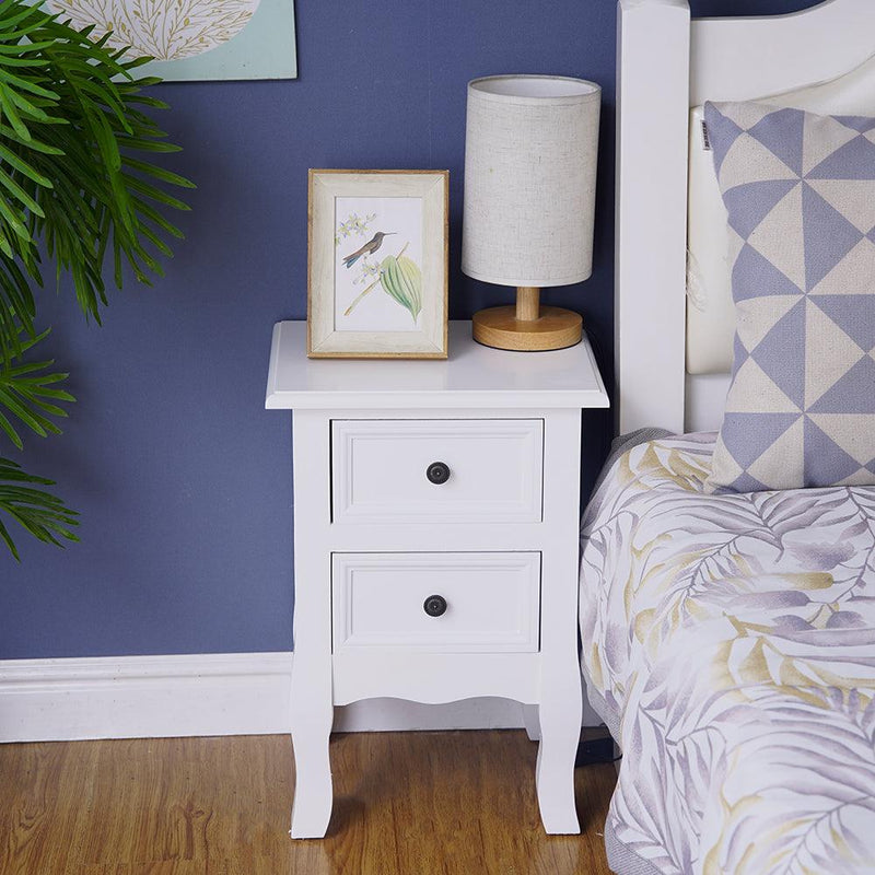 French Bedside Table Nightstand White Set of 2 - John Cootes