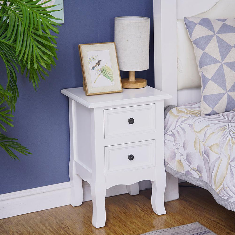 French Bedside Table Nightstand White Set of 2 - John Cootes